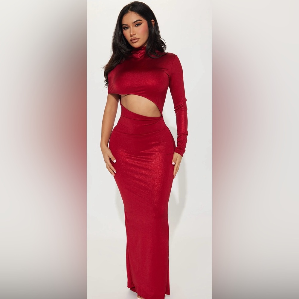 New with Tags red maxi dress metallic red